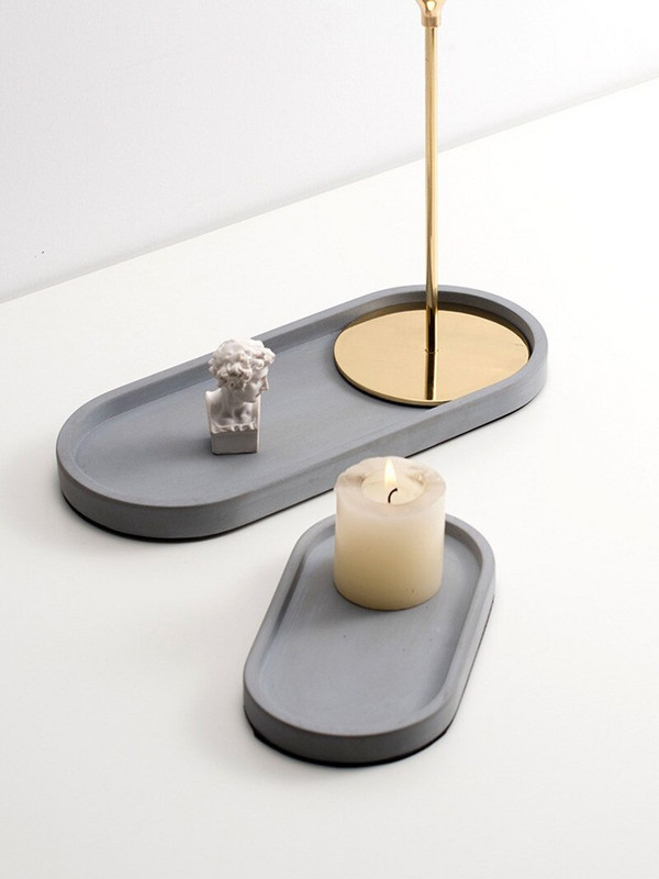 Placă ovală de ciment în stil industrial nordic Tavă cu aromaterapie Tavă pentru bijuterii Vasă de depozitare pentru birou Ornamente decorative Nivel