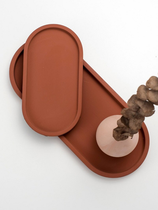 Placă ovală de ciment în stil industrial nordic Tavă cu aromaterapie Tavă pentru bijuterii Vasă de depozitare pentru birou Ornamente decorative Nivel