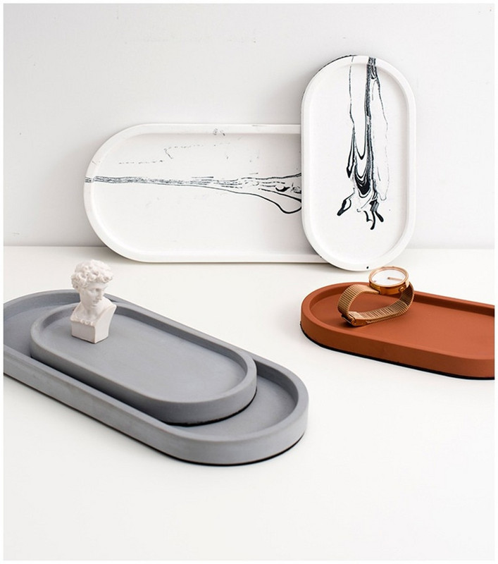 Placă ovală de ciment în stil industrial nordic Tavă cu aromaterapie Tavă pentru bijuterii Vasă de depozitare pentru birou Ornamente decorative Nivel