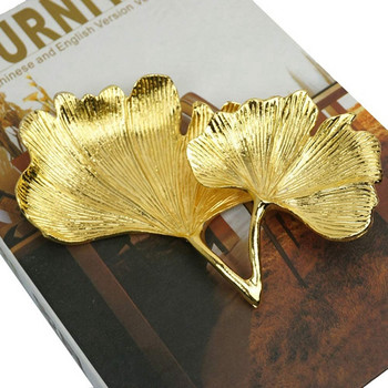 Νέος Διακοσμητικός Δίσκος Φύλλων Γκίνγκο Μπιλόμπα Χρυσός Δίσκος κοσμημάτων Γραφείο Διακοσμητικός Δίσκος Οργανωτικής Πιάτων για Δαχτυλίδι Κολιέ