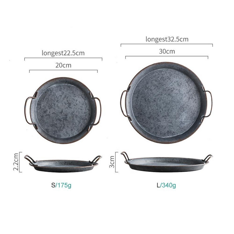 Nova retro metalna ploča s ručkom iz 2022. Ručno izrađena okrugla kovana starinska pohrana poslužavnik za kruh Uređenje doma Vrt Restoran