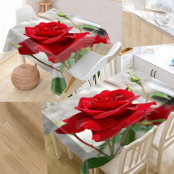 Персонализирана покривка за маса с цветя и рози Оксфордски принт Правоъгълна водоустойчива маслоустойчива покривка за маса Квадратна сватбена покривка