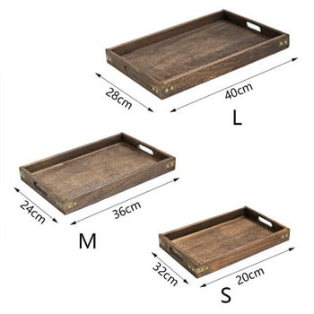 1 бр. Ретро дървени палети Кухненски прибори за хранене Правоъгълни тави за съхранение Хотел Десерт Вечеря Чай Подноси за сервиране на храна Домашен декор
