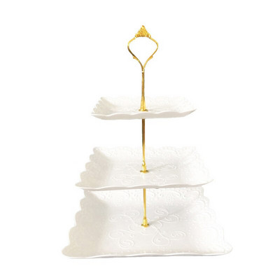 Tavă cu 3 niveluri Suport din plastic pentru prăjituri Ceai de după-amiază Farfurii de nuntă Veselă de petrecere Vase de copt noi Magazin de prăjituri Raft cu trei straturi pentru tort Plateau