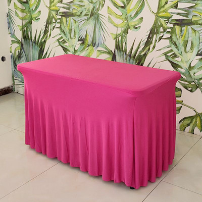 Pravokutni naborani spandex navlaka za stol za vjenčanje Lycra rastezljiva dugačka stolnjača od lana Dekoracija stola za hotelsku zabavu