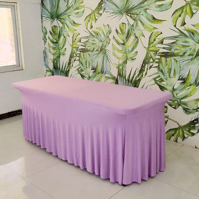 Pravokutni naborani spandex navlaka za stol za vjenčanje Lycra rastezljiva dugačka stolnjača od lana Dekoracija stola za hotelsku zabavu
