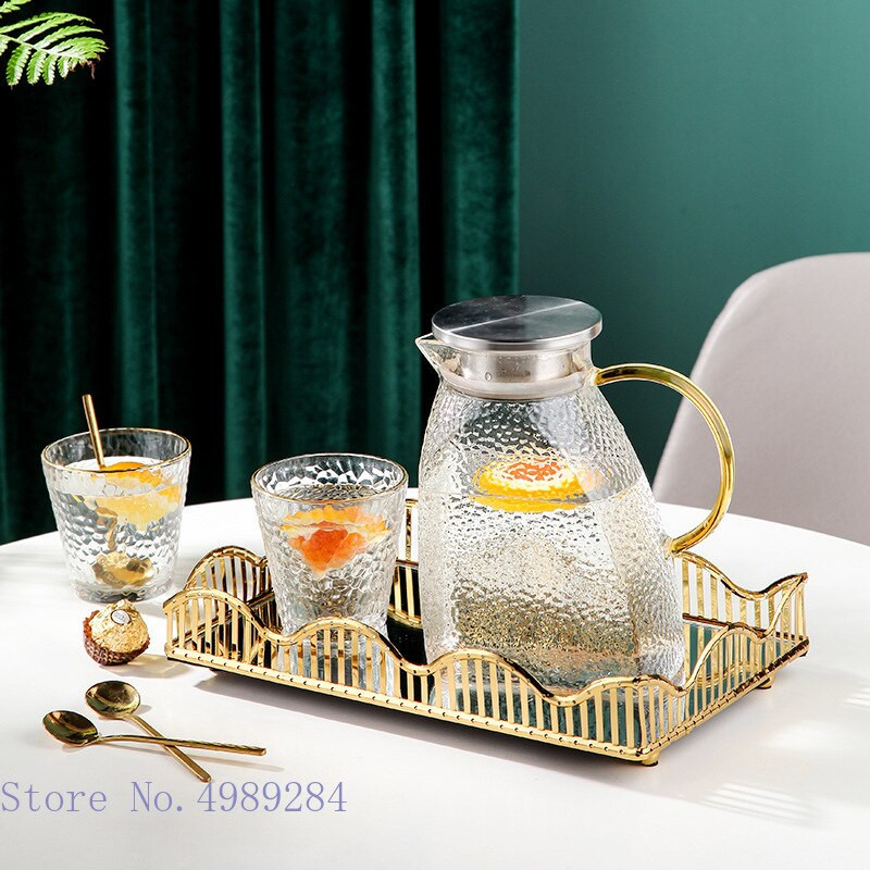 Oglindă din sticlă Farfurie cu fructe Tavă metalică Pătrată auriu Chenar ondulat cu goluri de birou Organizare pentru depozitare tacâmuri Tavă pentru depozitare cosmetice