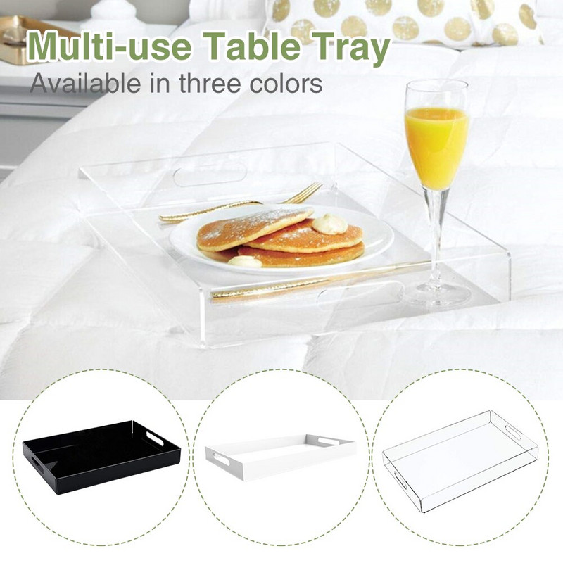 Masă dreptunghiulară birou, petrecere, mic dejun pentru bucătărie, baie, tavă de servire din acril, sufragerie, blat de fructe cu mânere, tort