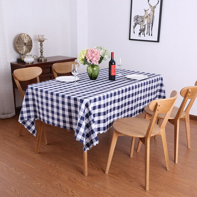 YRYIE poliészter téglalap kockás asztaltakaró konyhai asztalterítők sötétkék pasztorális piknik terítő ellenálló étkezőbe