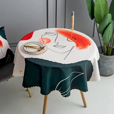 Rural  Waterproof Printed Tablecloth Round Table Cover Coffee Table Cloth Cotton Linen Cover Cloth Home  Room Decor Aesthetic