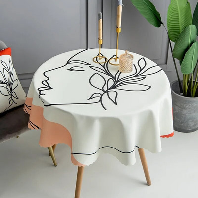 Lauku ūdensizturīgs apdrukāts galdauts apaļais galda pārklājs kafijas galda audums kokvilnas lina pārklājs mājas istabas dekors estētisks