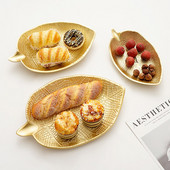 Nordijski zlatni pladanj u obliku lista ananasa Drveni ukrasni tanjur Posluživanje voća Hrana Posuda za užine Stol Kuhinjski organizator za pohranu