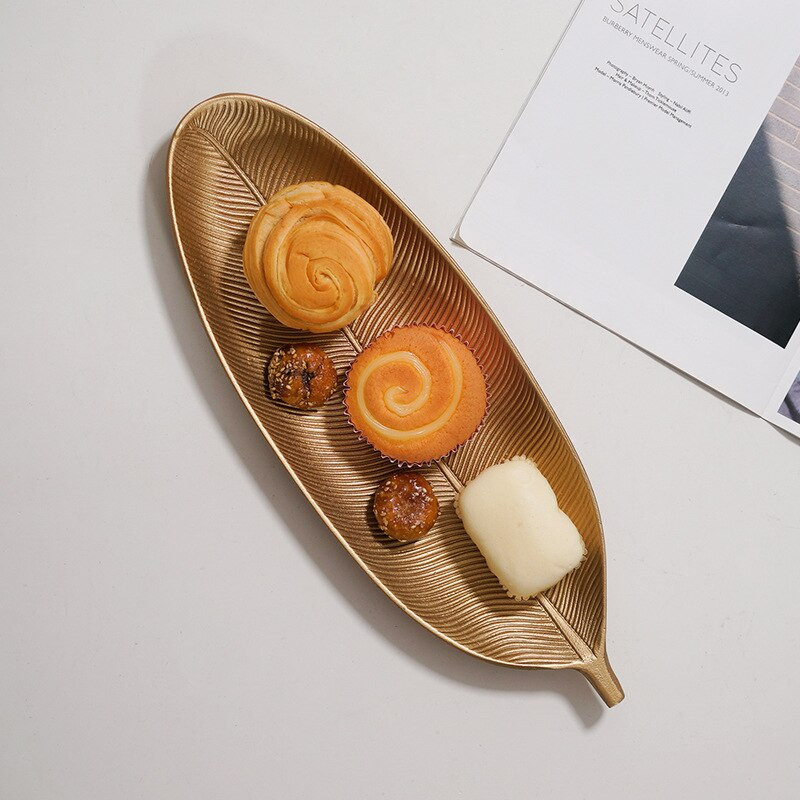 Nordijski zlatni pladanj u obliku lista ananasa Drveni ukrasni tanjur Posluživanje voća Hrana Posuda za užine Stol Kuhinjski organizator za pohranu