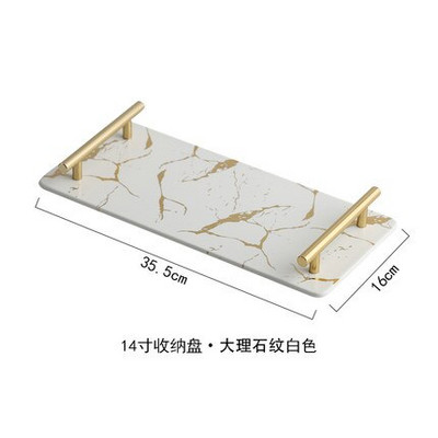 Auksinės marmurinės tekstūros padėklai Dekoratyvinės glazūruotos keramikos lėkštės Odos priežiūrai papuošalams laikymo lėkštės tualetinis staliukas vonios kambario padėklas