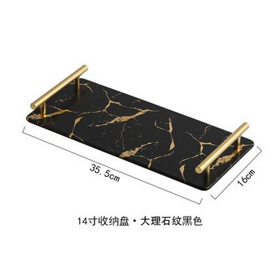 Auksinės marmurinės tekstūros padėklai Dekoratyvinės glazūruotos keramikos lėkštės Odos priežiūrai papuošalams laikymo lėkštės tualetinis staliukas vonios kambario padėklas