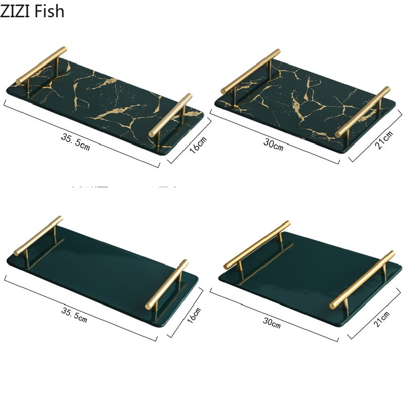 Auksinės marmurinės tekstūros padėklai Dekoratyvinės glazūruotos keramikos lėkštės Odos priežiūrai papuošalams laikymo lėkštės tualetinis staliukas vonios kambario padėklas