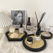 Tavă de depozitare bijuterii cosmetice țesute din ratan, cafea, ceai, desert, accesorii foto, ornament, tavă pentru chei, raft de depozitare pentru aromoterapie
