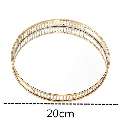 2021 m. europietiško stiliaus veidrodinis stiklas metalinis laikymo padėklas retro aukso spalvos stačiakampis apvalus vaisių padėklas darbastalio daiktų papuošalų ekranas