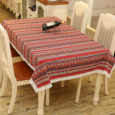 Boho obrus, bavlnený ľanový obrus, kuchynský obrus, bytové dekorácie, etnické čipkované obrusy, geometrické obrusy, exotický prikrývka
