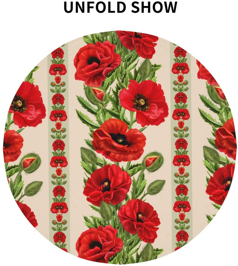 Piros virág mákos kerek terítő Vastag asztalterítő Mosható asztaltakaró Asztalterítő konyhai ebédlő party asztali dekorációhoz