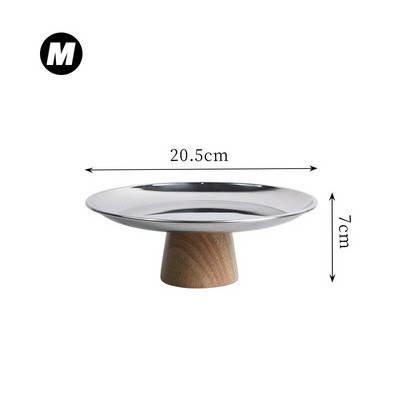 1 ks okrúhly podnos z masívneho dreva s nordickým kovom, ovocný občerstvenie, stojan na dezertný stôl, tanier na cukrovinky, foto rekvizity, podnos