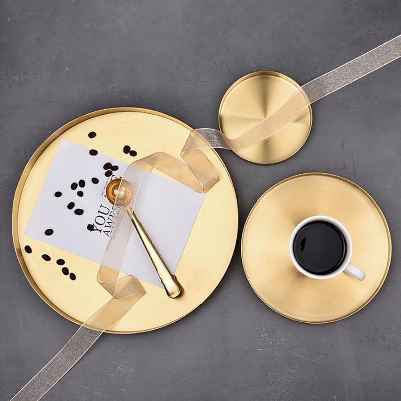 Virtuvės nerūdijančio plieno laikymo padėklas Vietą taupantis organizatorius papuošalų ekrano lėkštė apvalios formos daugiafunkcis vonios kambarys auksinis