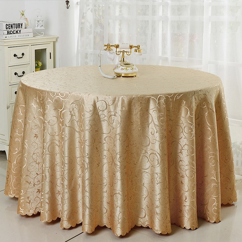 Žakardo apvali vestuvinė staltiesė Damasko rašto stalo dangos apdaila Viešbučio restorano vakarėlis prabangaus stiliaus šou