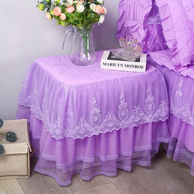 Romantiška nėriniuota naktinė spintelė, staltiesė, dygsniuota dulkių danga