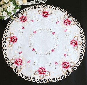 HOT prun bossom trandafir flori satin brodat acoperire de masă pânză prosop față de masă Crăciun nuntă decor petrecere acasă