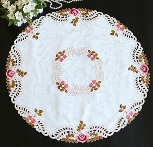 HOT prun bossom trandafir flori satin brodat acoperire de masă pânză prosop față de masă Crăciun nuntă decor petrecere acasă