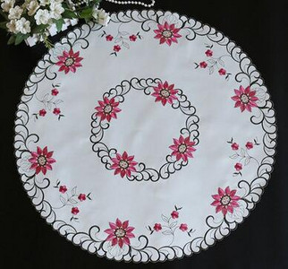 HOT prun bossom trandafir flori satin brodat acoperire de masă pânză prosop față de masă Crăciun nuntă decor petrecere acasă