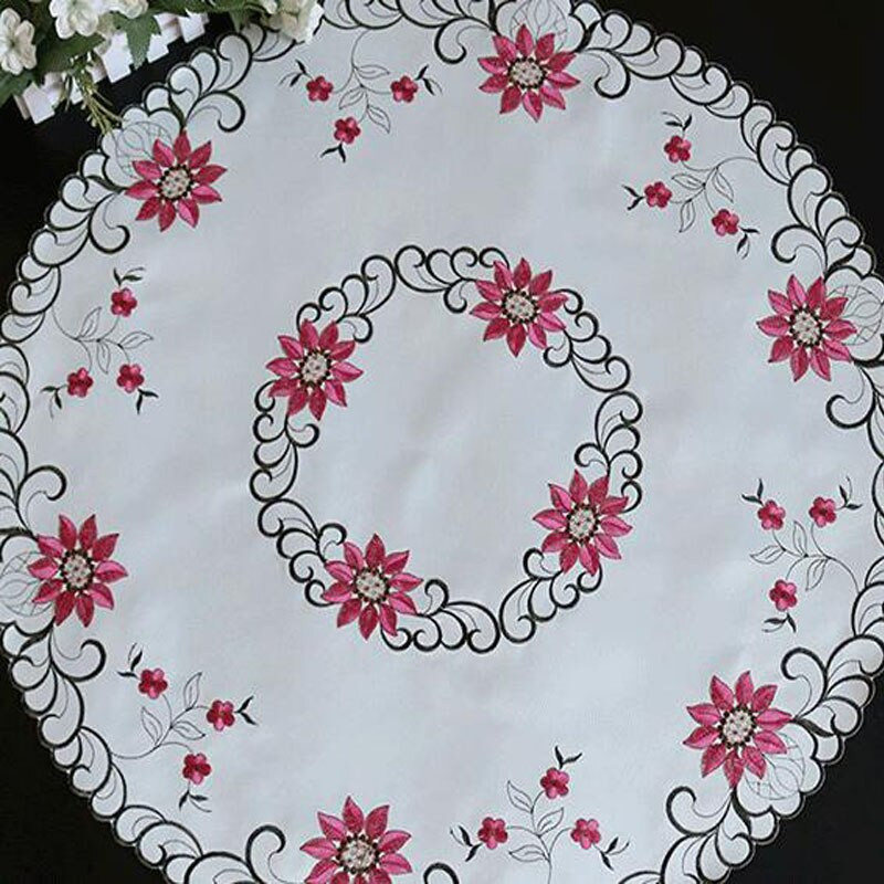 HOT prun bossom trandafir flori satin brodat acoperire de masă pânză prosop față de masă Crăciun nuntă decor petrecere acasă