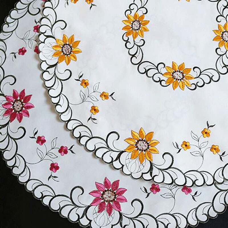 HOT prun bossom trandafir flori satin brodat acoperire de masă pânză prosop față de masă Crăciun nuntă decor petrecere acasă