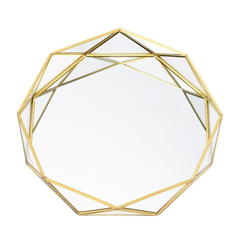 Geometrický sklenený úložný táck, kontajner na domáce šperky, organizér na domáce dekorácie