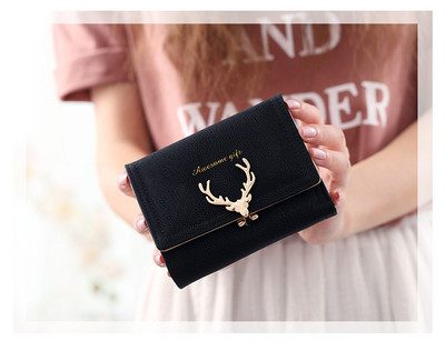 Portofel de dama cu cerb metalic si inscriptie