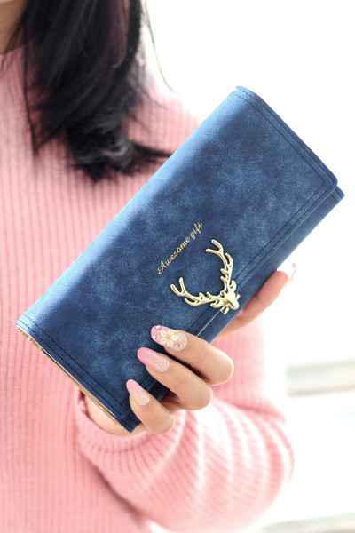 Portofel de dama cu cerb metalic si inscriptie