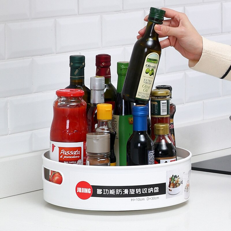 2021 NAUJAS Virtuvės maisto laikymo konteineris Plastikinis 360 rotacinis laikymo stovas Daugiafunkcis neslystantis laikymo padėklas