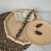 Drevený podnos Dekoratívny prírodný úložný podnos Okrúhly organizér na drobnosti Ovocie Dezert Torta Občerstvenie Cukrový podnos DIY Paletový stôl Dekorácia