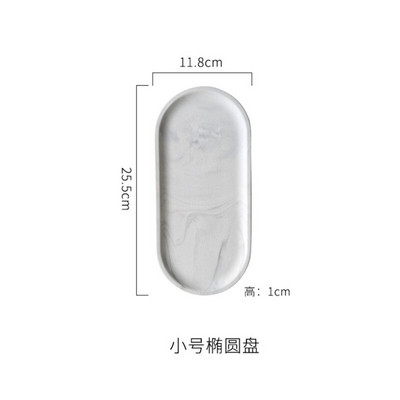 Nordijski kreativni bijeli mramorni keramički pladanj za pohranu nakita Ovalni elipsasti pladanj s voćem Ukrasni tanjur Posuda za desert Posuđe