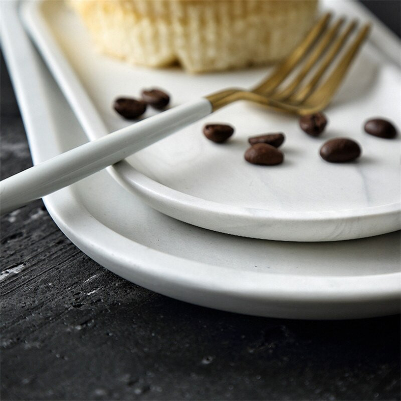 Nordijski kreativni bijeli mramorni keramički pladanj za pohranu nakita Ovalni elipsasti pladanj s voćem Ukrasni tanjur Posuda za desert Posuđe