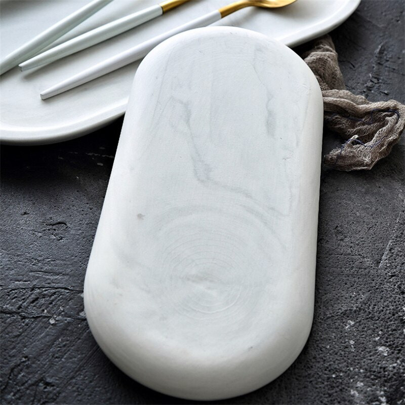Nordijski kreativni bijeli mramorni keramički pladanj za pohranu nakita Ovalni elipsasti pladanj s voćem Ukrasni tanjur Posuda za desert Posuđe