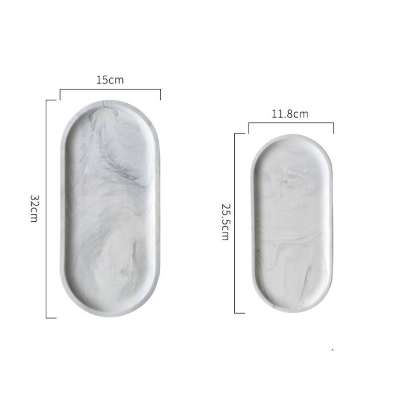 Nordijski kreativni bijeli mramorni keramički pladanj za pohranu nakita Ovalni elipsasti pladanj s voćem Ukrasni tanjur Posuda za desert Posuđe