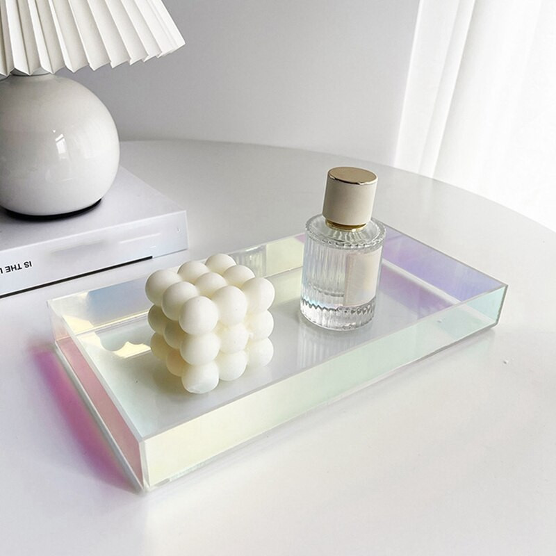 Akrilo skaidrus vandens puodelio padėklas arbatos puodelis papuošalų laikymo padėklas Kūrybiškas paprastos spalvos desertų dekoratyvinis padėklas