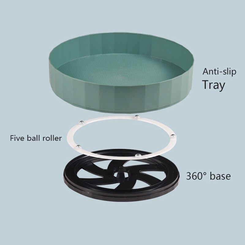 Plastikinis „Lazy Susan“ patefonas prieskonių laikiklio laikiklis virtuvės spintelei 360 besisukantis maisto laikymo indas šaldytuvo stalviršiui