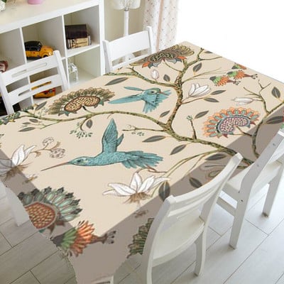 Minkšta žalia vintažinių paukščių ir gėlių žiedų sodo staltiesė vakarėliui namų dekoravimui Kinijos gėlių šakelių staltiesė televizoriaus dangtelis