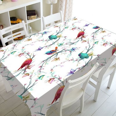 Minkšta žalia vintažinių paukščių ir gėlių žiedų sodo staltiesė vakarėliui namų dekoravimui Kinijos gėlių šakelių staltiesė televizoriaus dangtelis