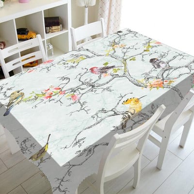 Minkšta žalia vintažinių paukščių ir gėlių žiedų sodo staltiesė vakarėliui namų dekoravimui Kinijos gėlių šakelių staltiesė televizoriaus dangtelis