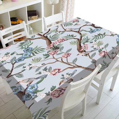 Minkšta žalia vintažinių paukščių ir gėlių žiedų sodo staltiesė vakarėliui namų dekoravimui Kinijos gėlių šakelių staltiesė televizoriaus dangtelis