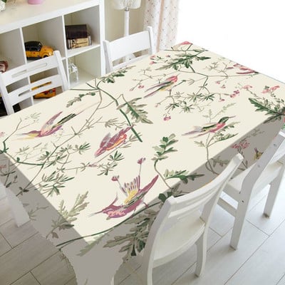 Minkšta žalia vintažinių paukščių ir gėlių žiedų sodo staltiesė vakarėliui namų dekoravimui Kinijos gėlių šakelių staltiesė televizoriaus dangtelis