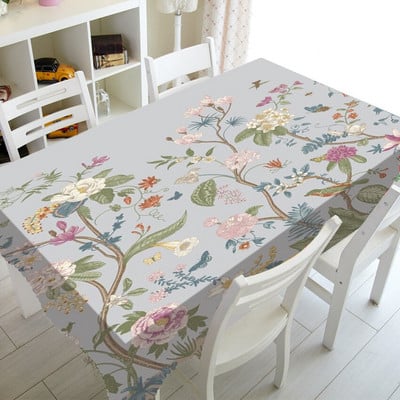 Minkšta žalia vintažinių paukščių ir gėlių žiedų sodo staltiesė vakarėliui namų dekoravimui Kinijos gėlių šakelių staltiesė televizoriaus dangtelis